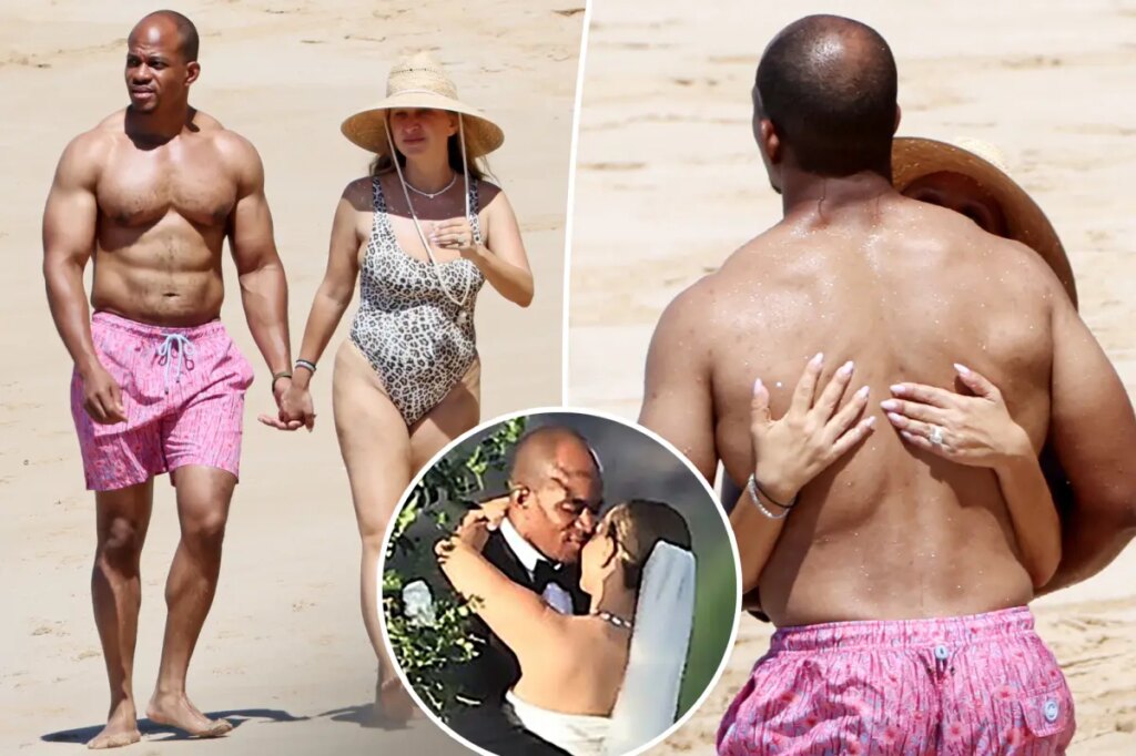 Jennifer Meyer and new husband Geoffrey Ogunlesi get handsy on Hawaii beach just hours after tying the knot