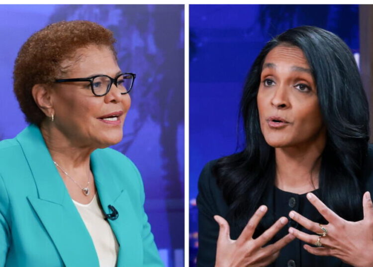 Bass and Raman trade blows over police chief in final debate of L.A. mayor’s race