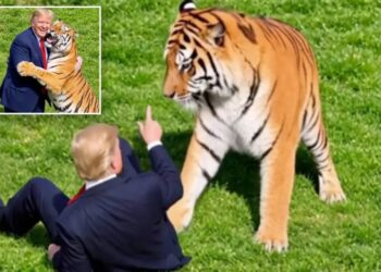 Trump posts AI video of him taming tiger after ex-child star mauled to death at UK zoo