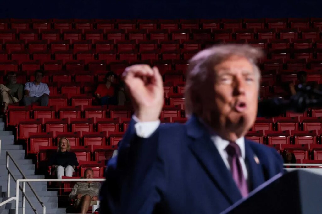 Empty seats at Trump’s ‘low energy’ rally ‘in solidly Republican’ area exposed by reporter