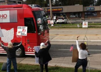 MAGA candidate’s bus tour implodes as ‘deeply vile’ ad sends venues running: report