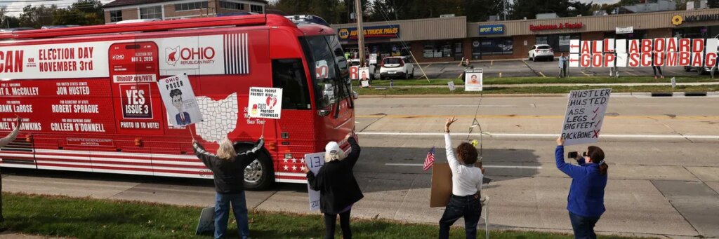 MAGA candidate’s bus tour implodes as ‘deeply vile’ ad sends venues running: report