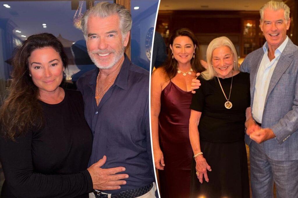 Pierce Brosnan’s wife, Keely Shaye Smith, stuns in satin dress in rare family pic at mom’s 82nd birthday