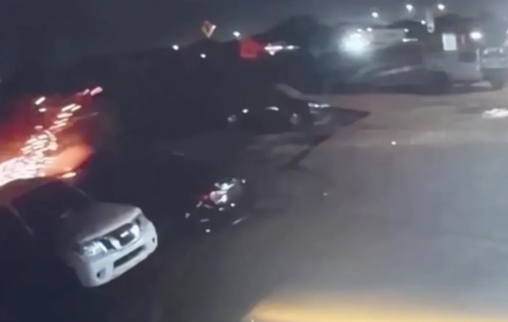 Surveillance camera footage captures Serenity Rangel's vehicle flipping over as it veers off North Walton Walker Boulevard.