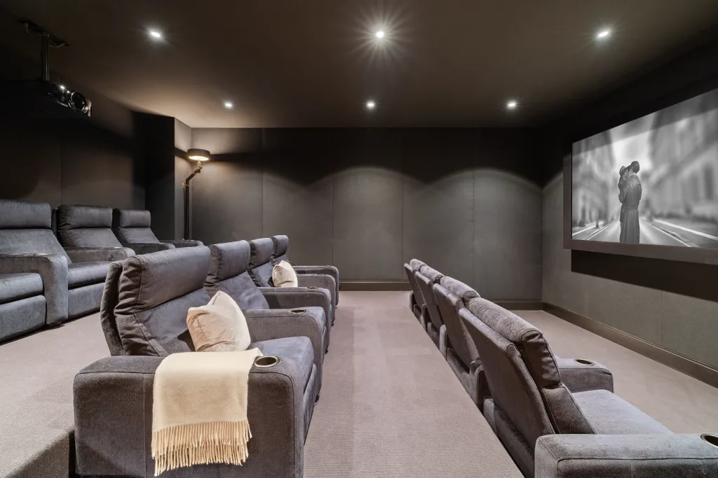 The 13-seat soundproof theater.
