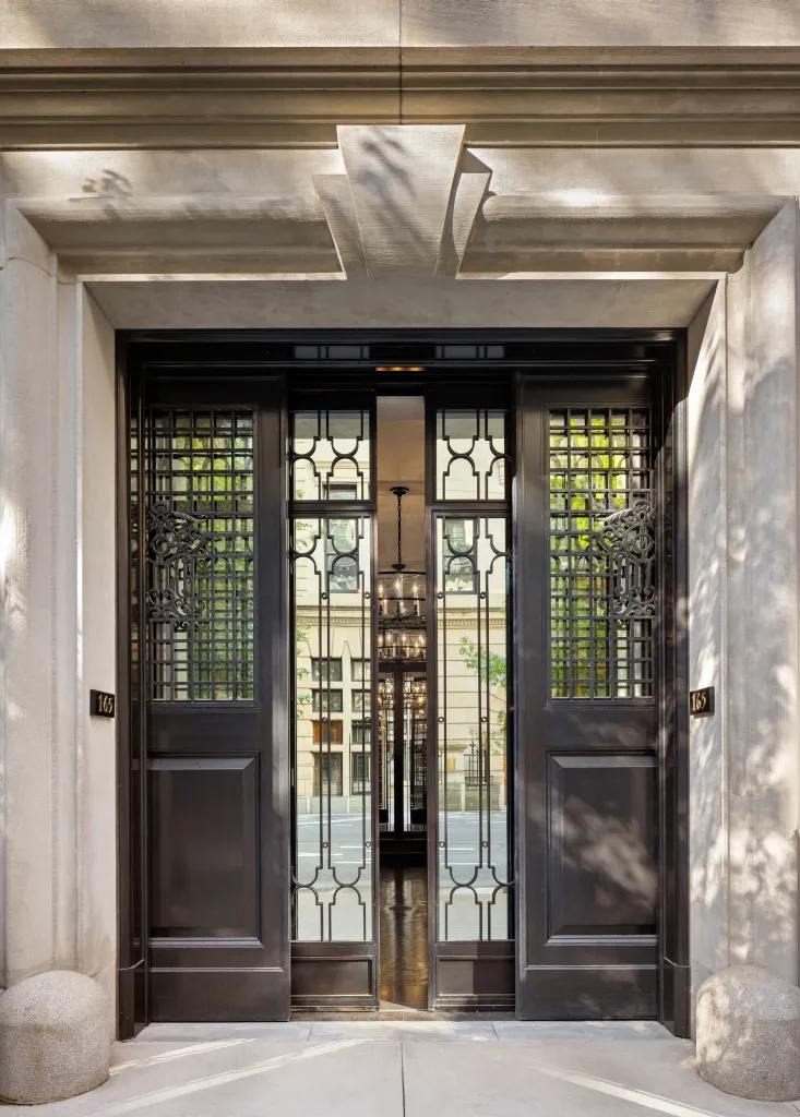 The finished mansion includes a bulletproof front door, dedicated security offices, heated floors throughout and a snowmelt system that clears the sidewalk out front.