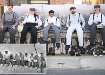 New Yorkers recreate the iconic NYC photo ‘Lunch atop a Skyscraper’ for Village Halloween Parade costume