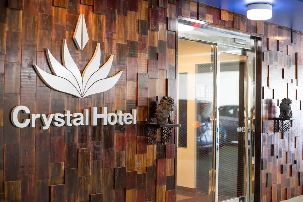Entrance of the hotel in Naha where the incident took place.
