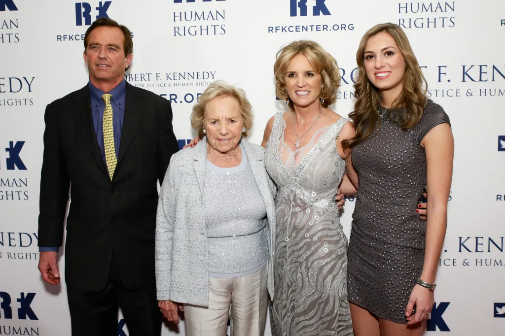 Robert F. Kennedy Jr., Ethel Kennedy, Kerry Kennedy, and Kyle Kennedy pose together at the Ripple of Hope Awards Dinner.