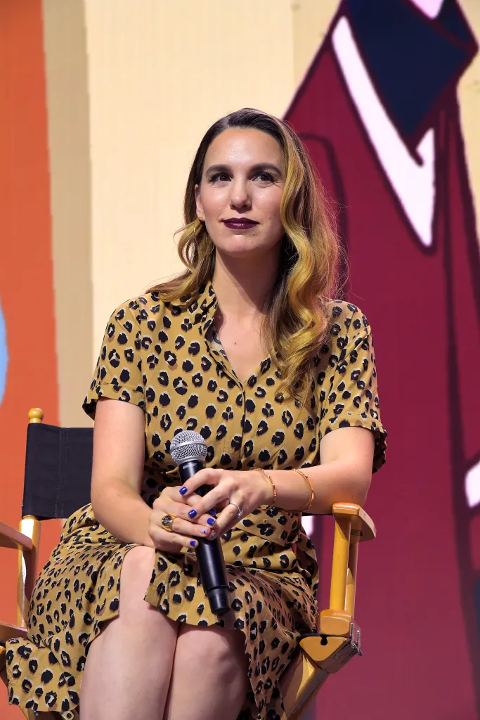 Christy Carlson Romano speaks at the Disney+ Pavilion.