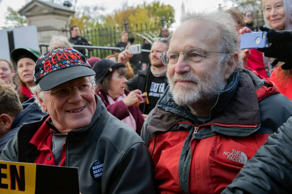 Ben Cohen and Jerry Greenfield, co-founders of Ben & Jerry's ice cream, at a protest.
