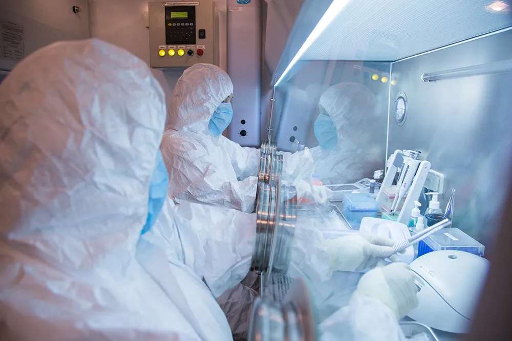 Institute workers in a lab.