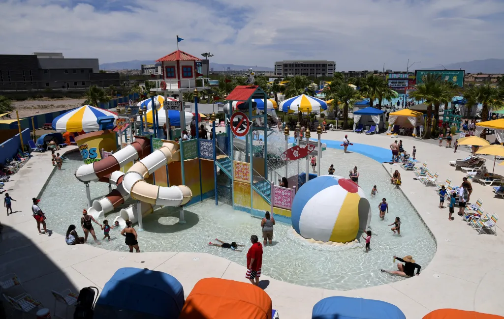Guests enjoying the Cowabunga Kids Cove at Cowabunga Bay Water Park in Henderson, Nevada.