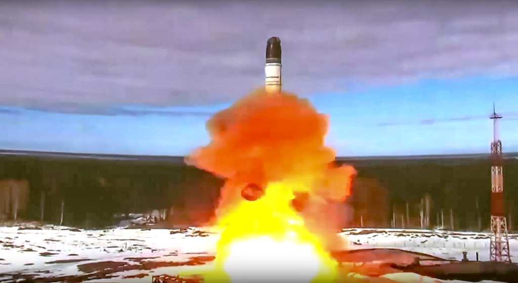 Launch of the Sarmat intercontinental ballistic missile.