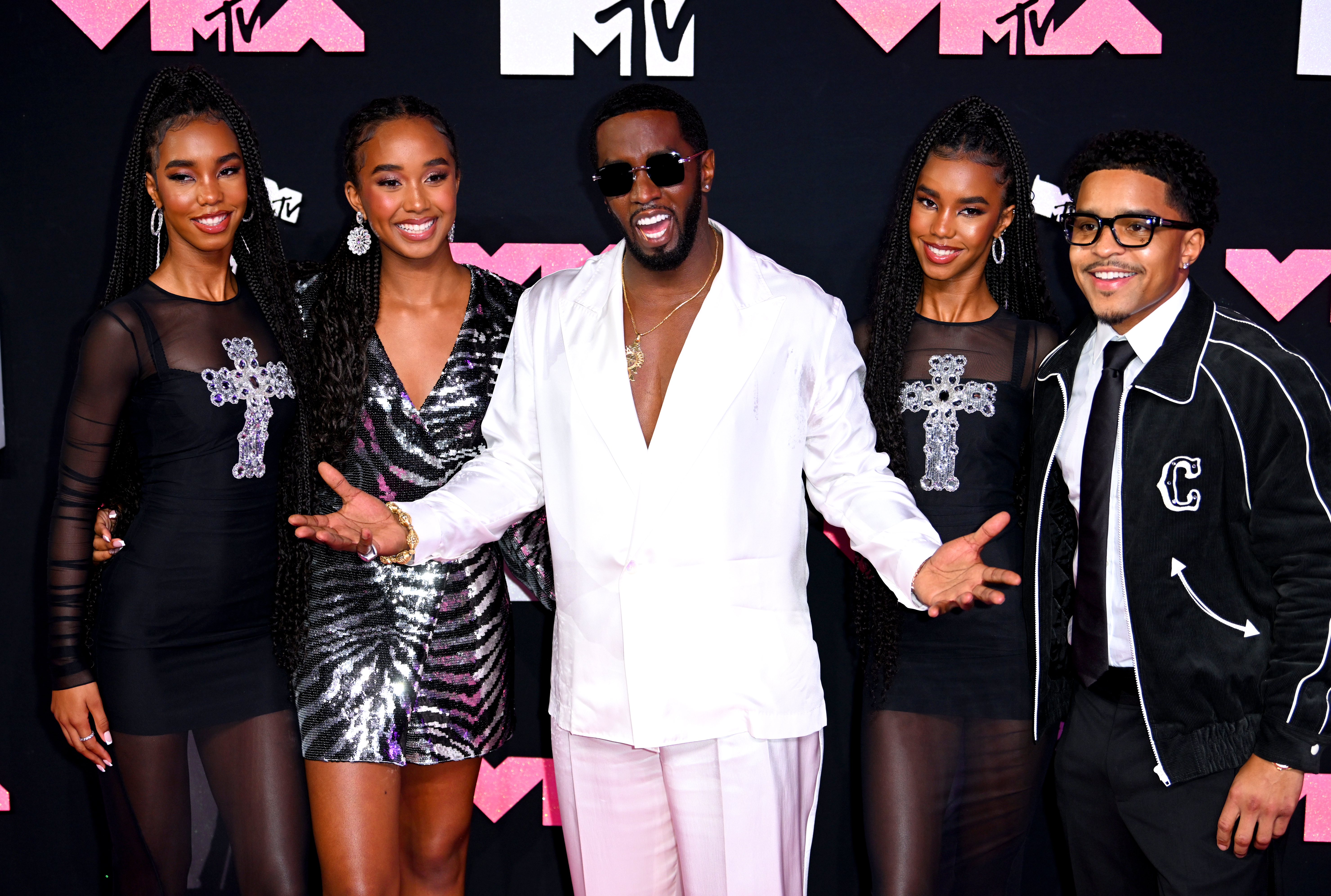 Diddy, Justin Dior Combs, Chance Combs, Jessie James Combs and D'Lila Star Combs attending the MTV Video Music Awards.