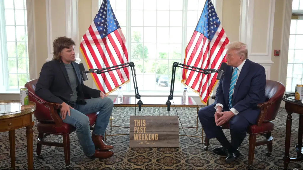 Theo Von interviewing Donald Trump on his podcast 