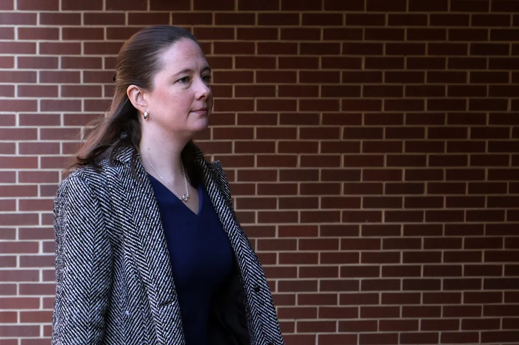 Maurene Comey leaves the Albert V. Bryan United States Courthouse.