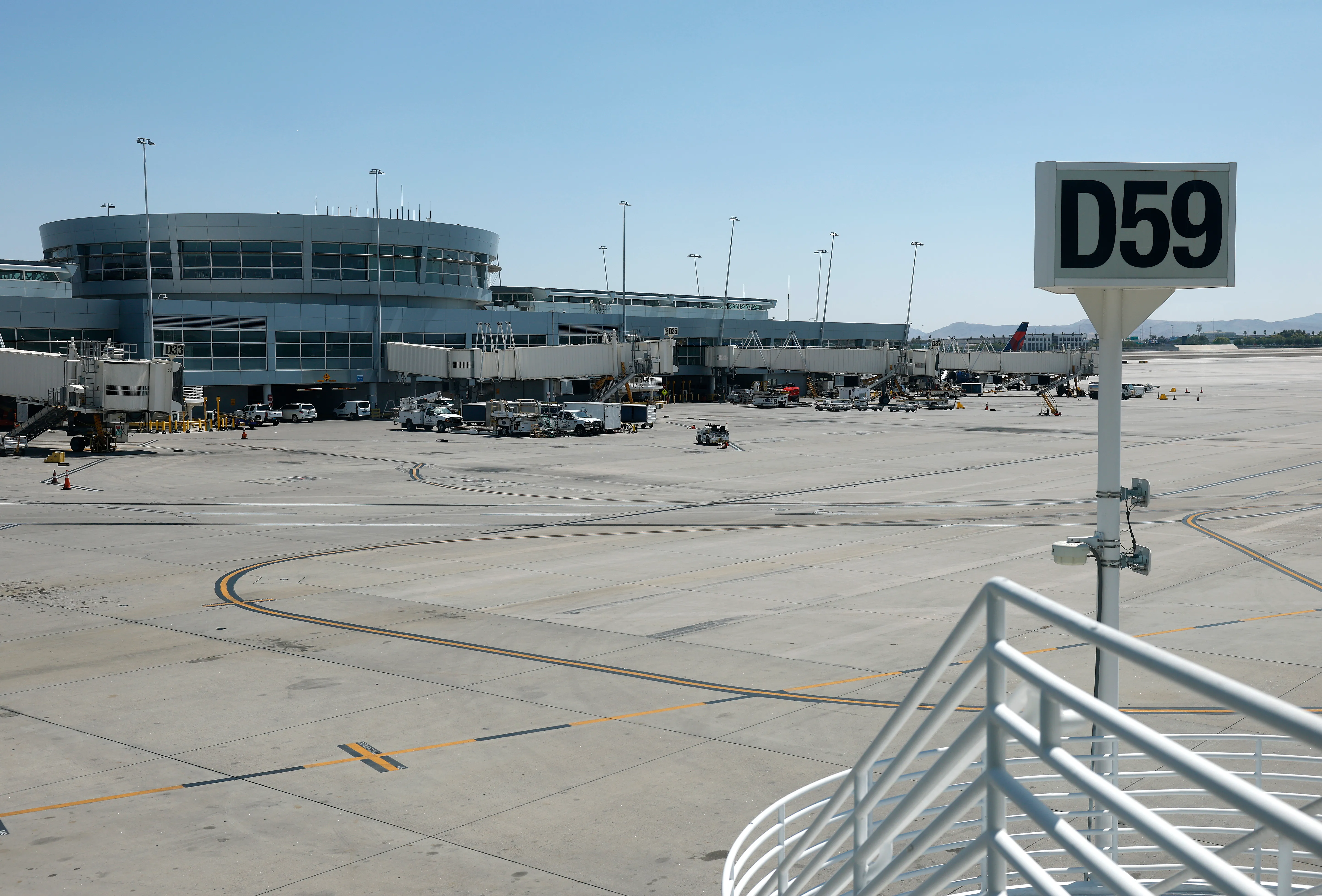 Unoccupied jet bridges at Harry Reid International Airport in Las Vegas.