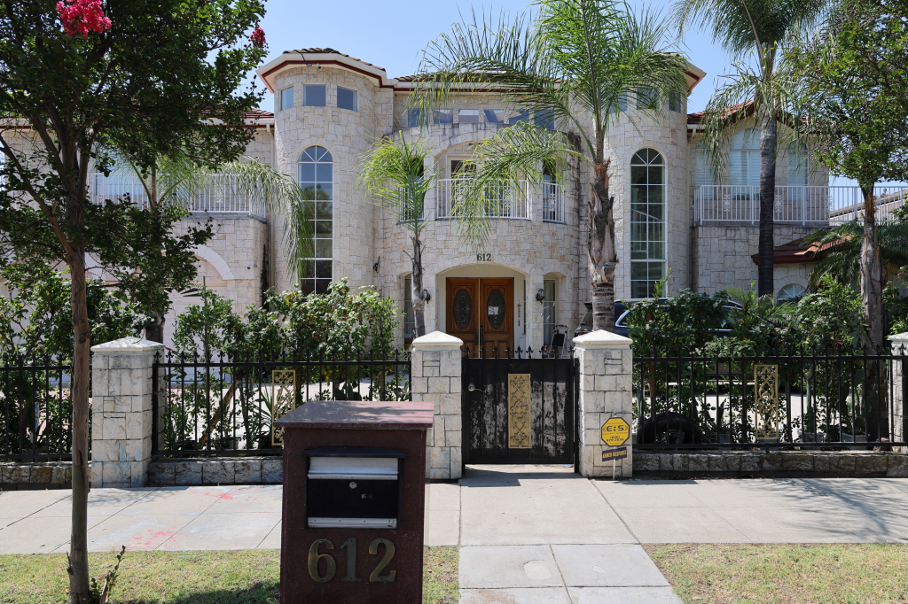 Exterior view of the Arcadia home of Silvia Zhang and Guoiun Xuan, who are under investigation for a surrogacy scam.