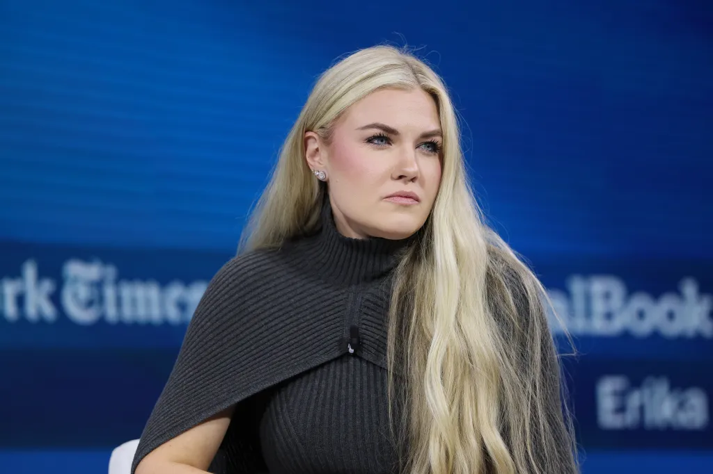 Erika Kirk sits onstage during the DealBook Summit.