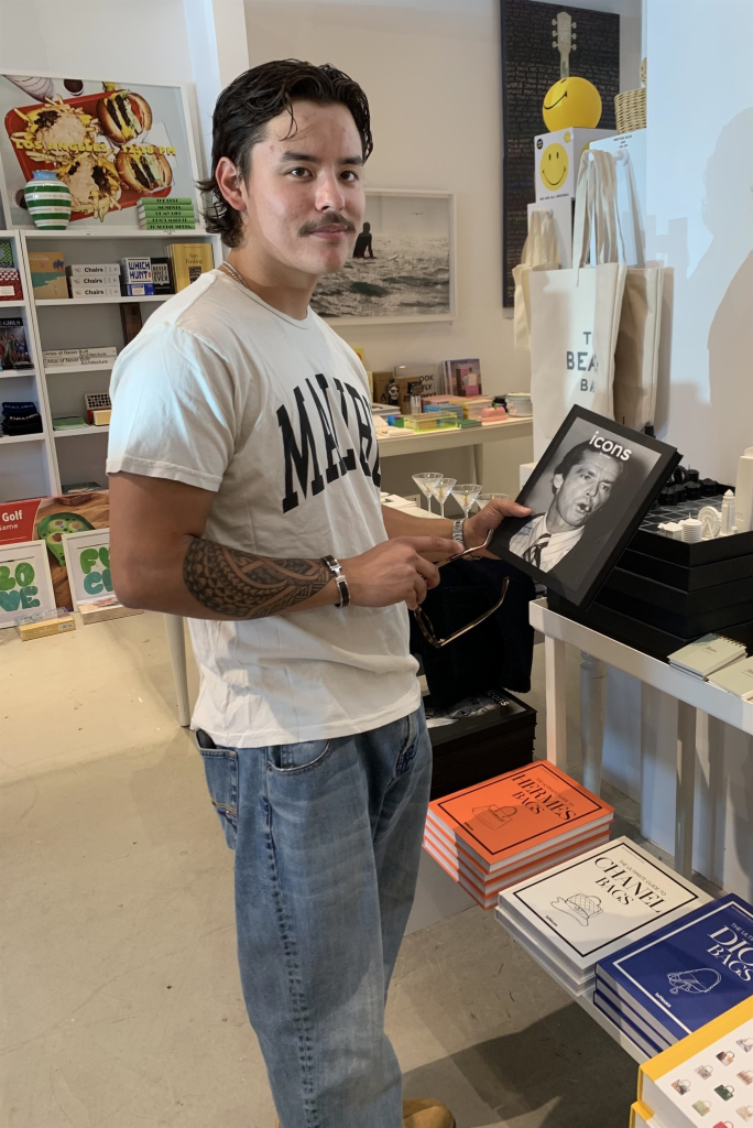 Collin Gosselin shops at Kitson in Malibu, holding up a framed photo of Jack Nicholson.