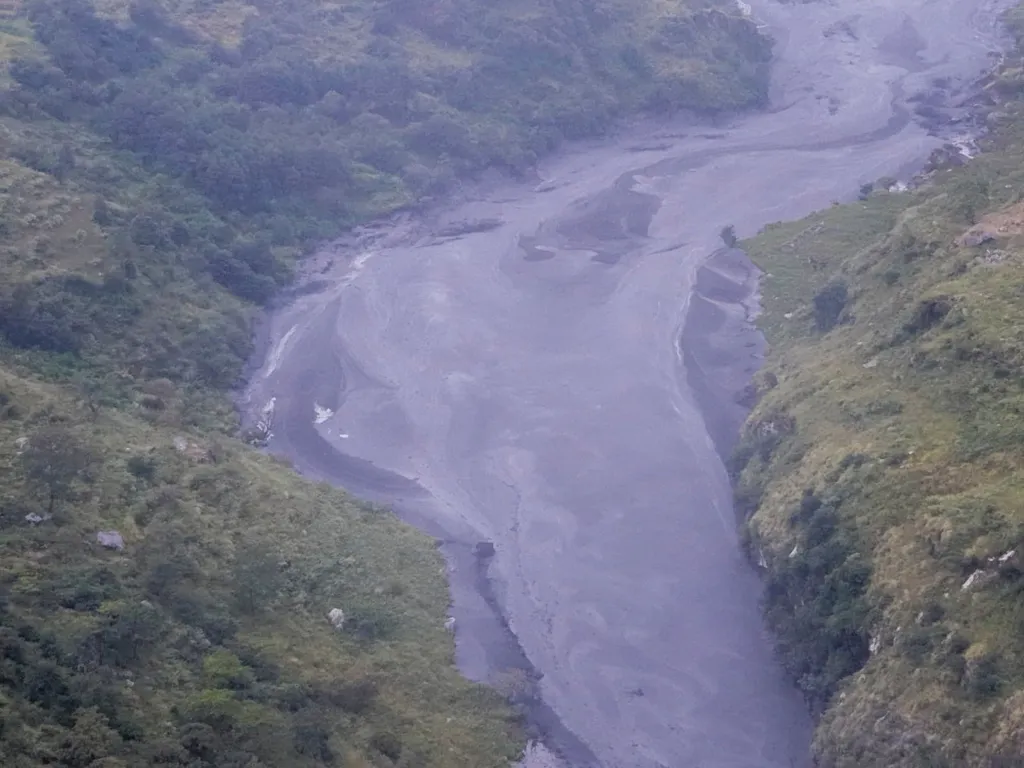 The Budhi Gandaki River in north-central Nepal swells with floodwaters on Oct. 11, 2026