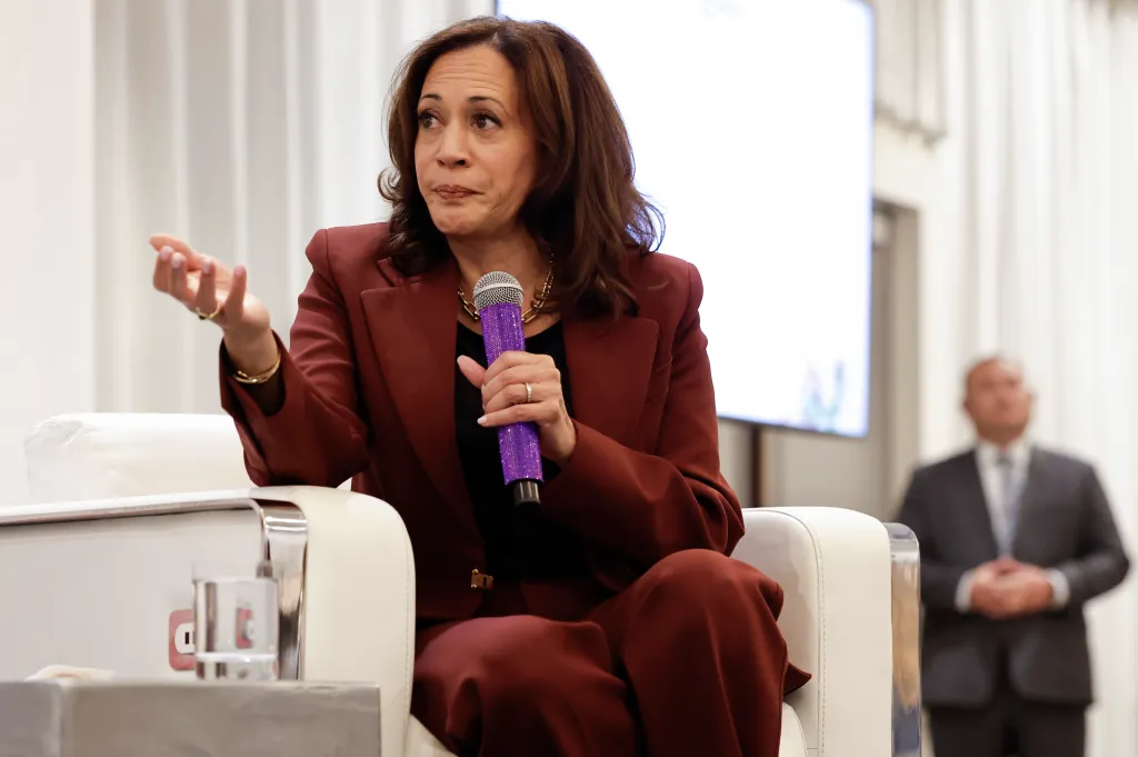 Kamala Harris speaks at the SHE LEADS Conference in California.