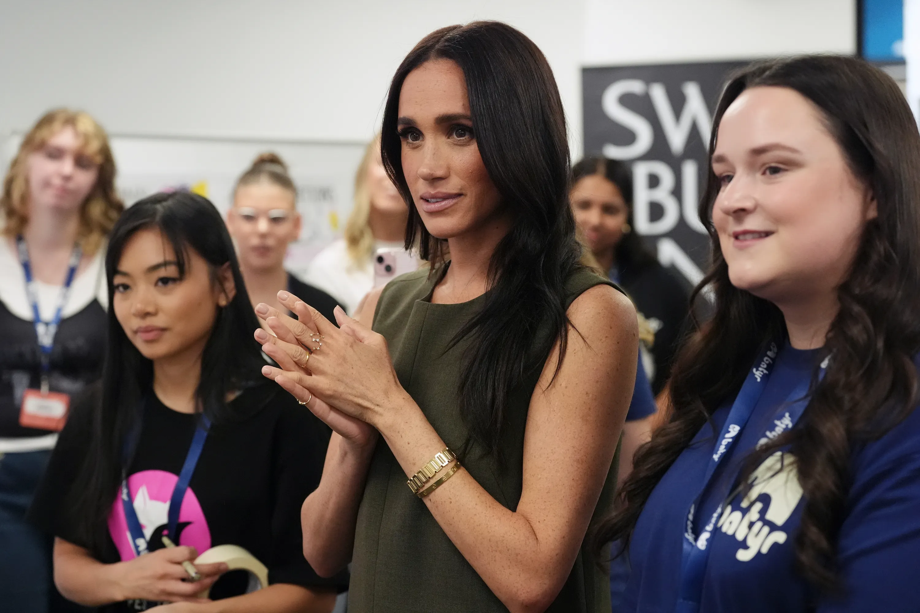 Meghan, Duchess of Sussex, meets advocates during a visit to Batyr at Swinburne University of Technology.