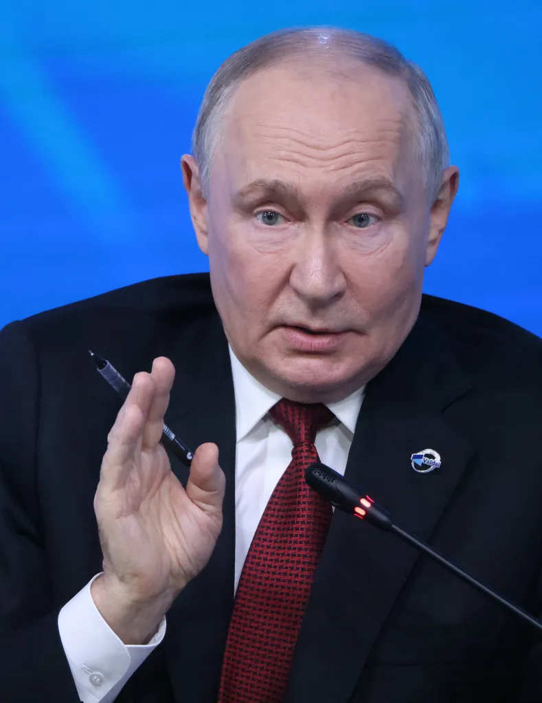 Russian President Vladimir Putin speaks during the plenary session of the Valdai Discussion Club.