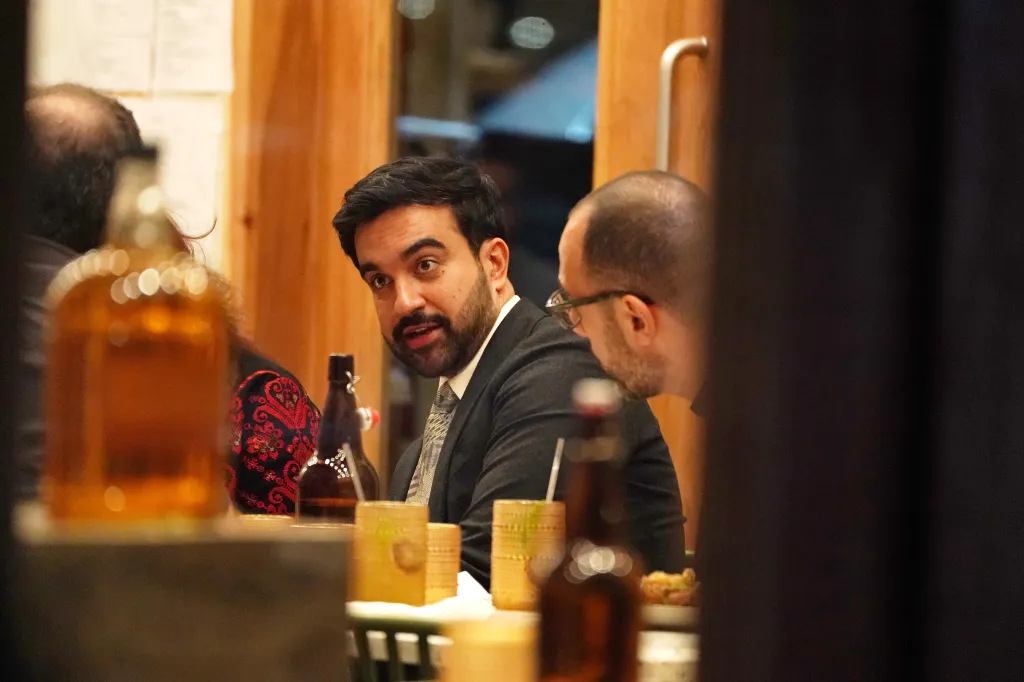 New York City Mayor Zohran Mamdani having dinner at Ayat NYC restaurant.