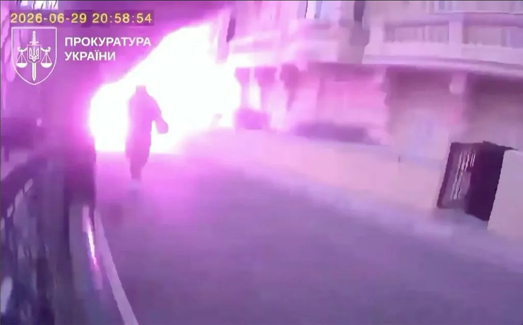 Surveillance footage shows a parcel bomb explosion outside a luxury apartment complex in Monaco.