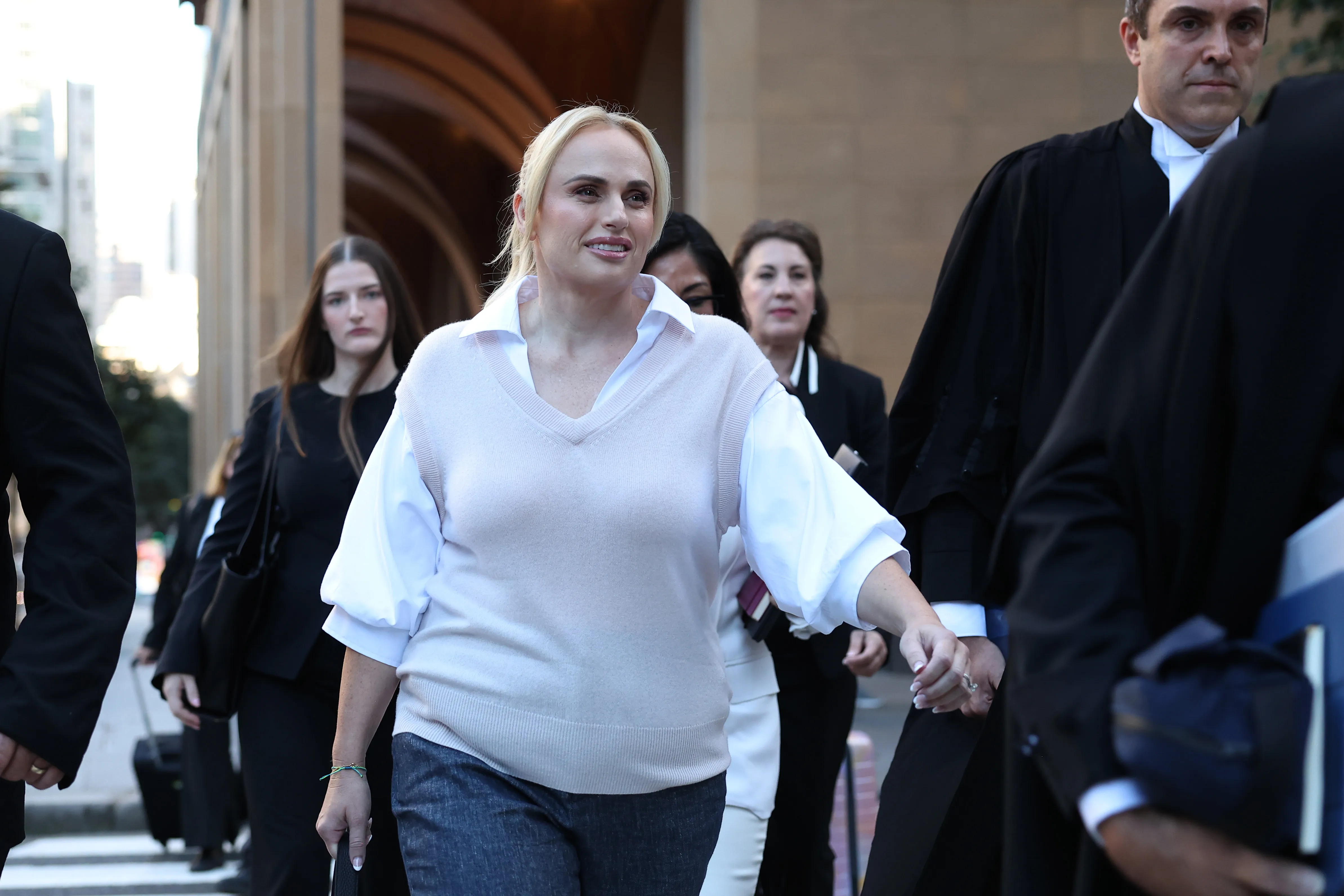 Rebel Wilson arrives at the Federal Court in Sydney.
