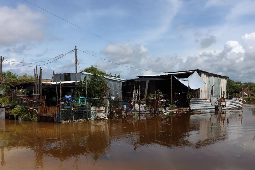 A view shows an area affected by rains caused by Hurricane Isaiah in Celestun, Yucatan state, Mexico on Oct. 8, 2026. 