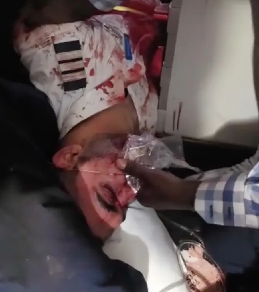 The co-pilot of a FlyDubai plane is seen injured and bound in a video circulated on Sept. 30, 2026.