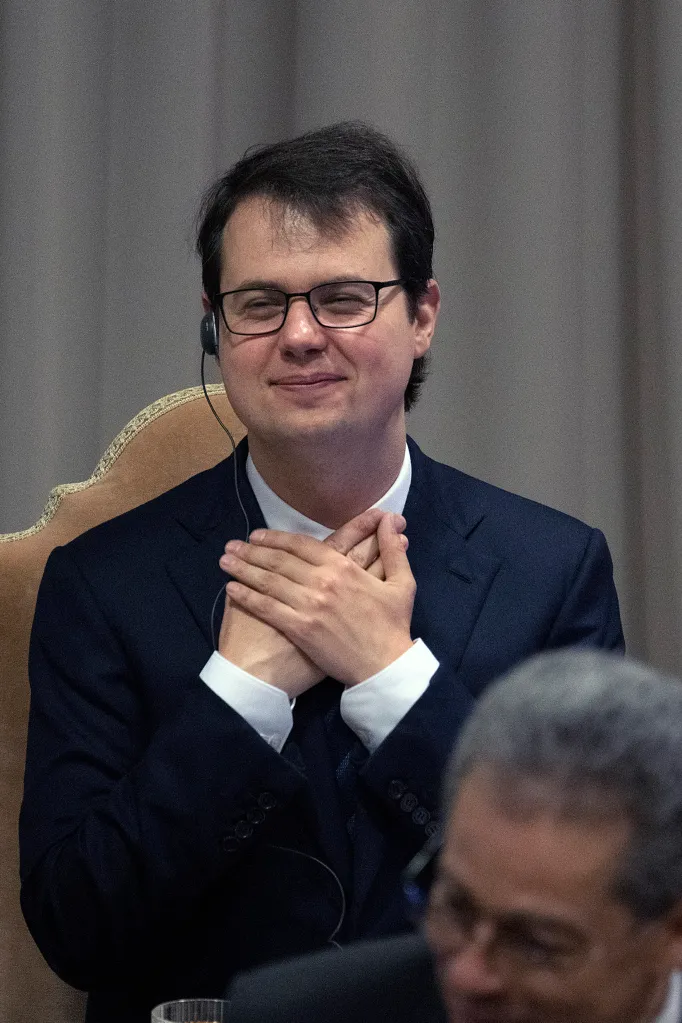 Christopher Olah attends the presentation of Pope Leo XIV's encyclical letter at the Synod Hall in Vatican City.
