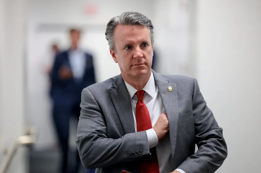 Rep. Ben Cline, R-Va., departs from a House Republican Conference meeting in the U.S. Capitol Building.