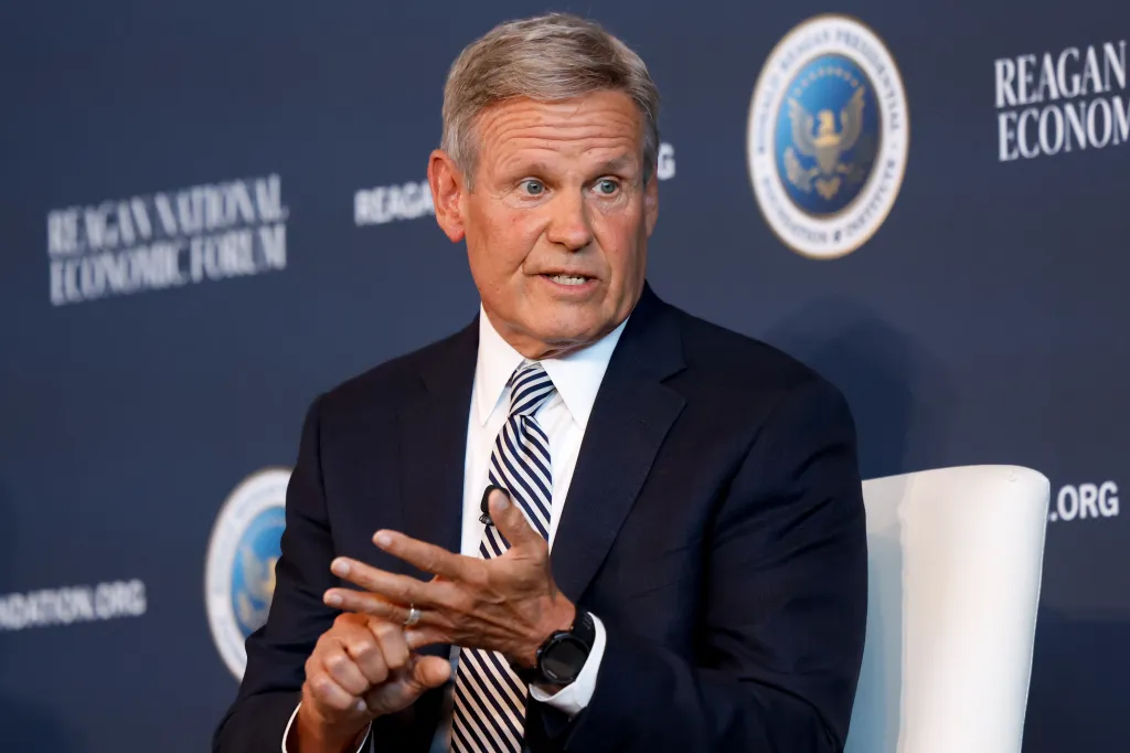 Tennessee Governor Bill Lee speaking at the Reagan National Economic Forum.