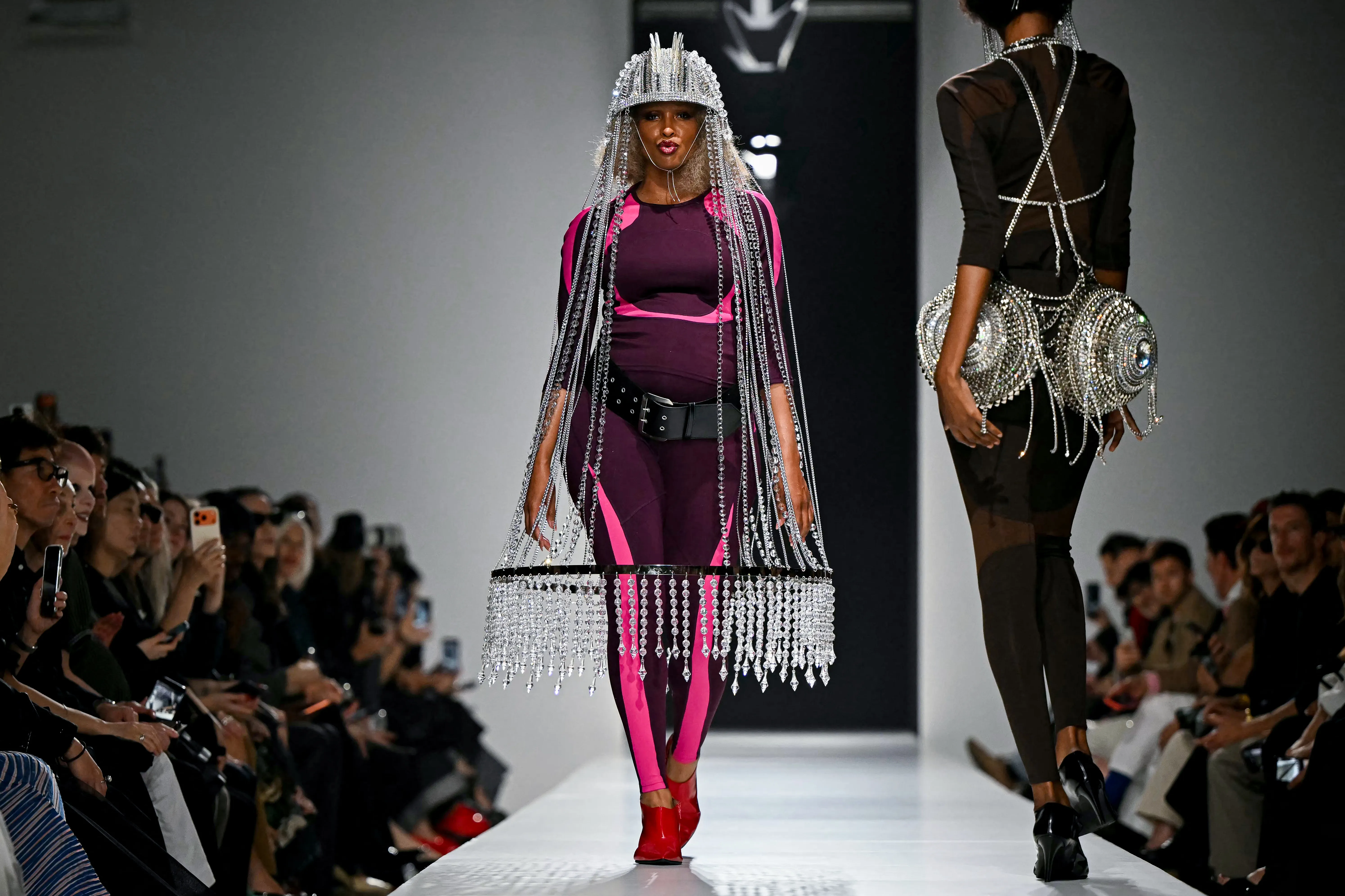 US singer Ciara presents a creation for Junya Watanabe Women's Spring/Summer collection fashion show as part of the Paris Fashion Week, in Paris.