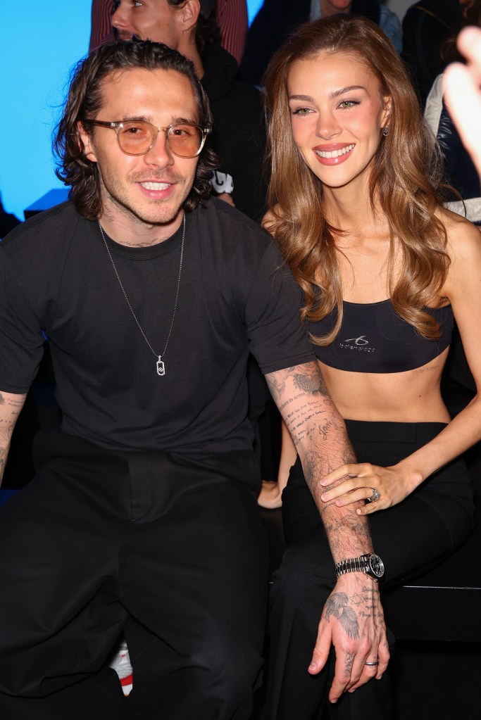 Brooklyn Beckham and Nicola Peltz attend the Messika show during Paris Fashion Week.