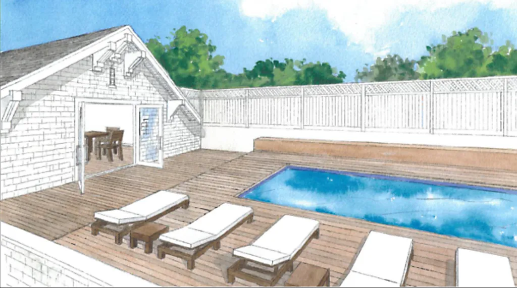 Illustration of the new pool at The Victorian on Main Street in Santa Monica.