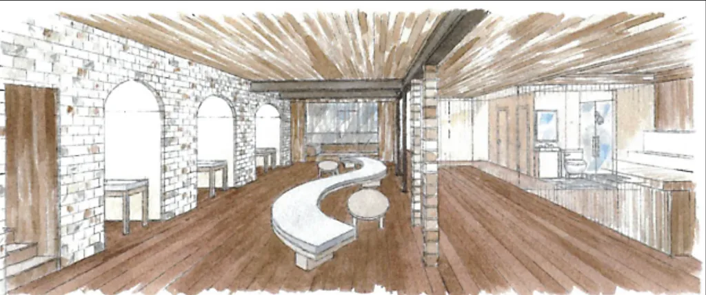 Illustration of wellness amenities at The Victorian on Main Street in Santa Monica.