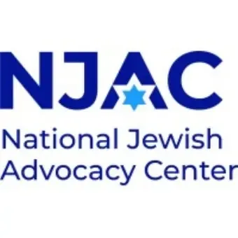 Logo of the National Jewish Advocacy Center featuring blue text with a Star of David integrated into the letter 'A'.