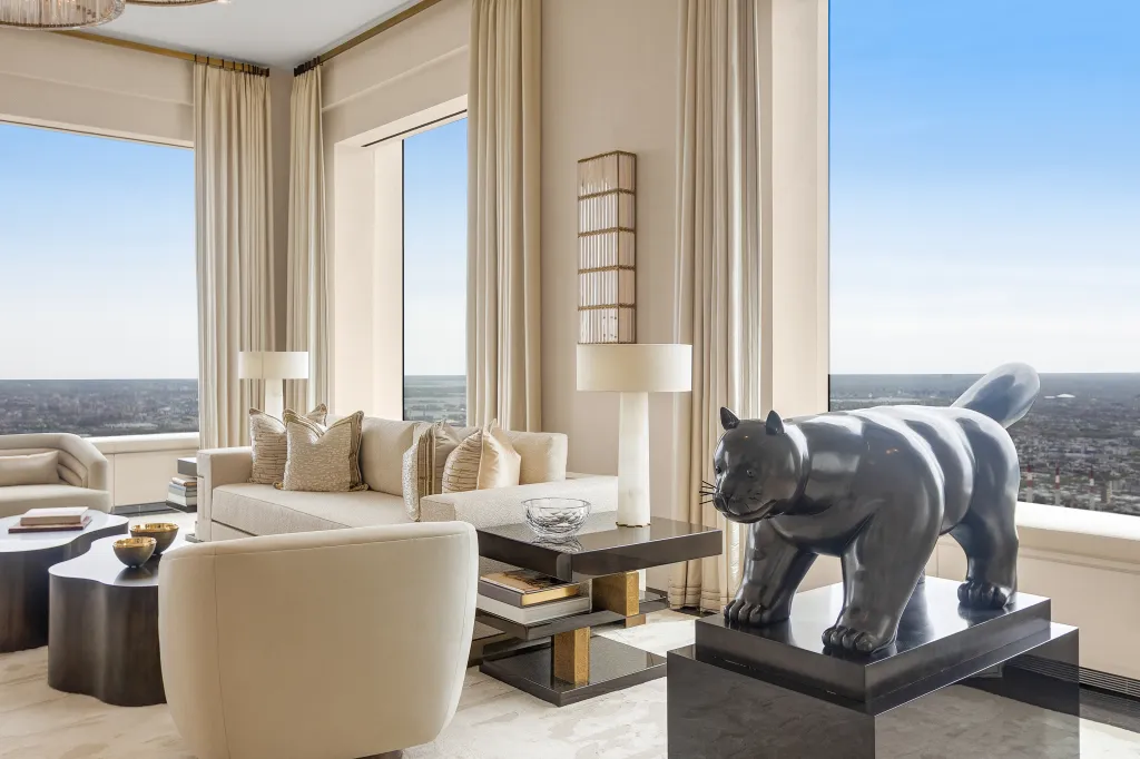 Modern interiors work well in the 11-year-old building. 