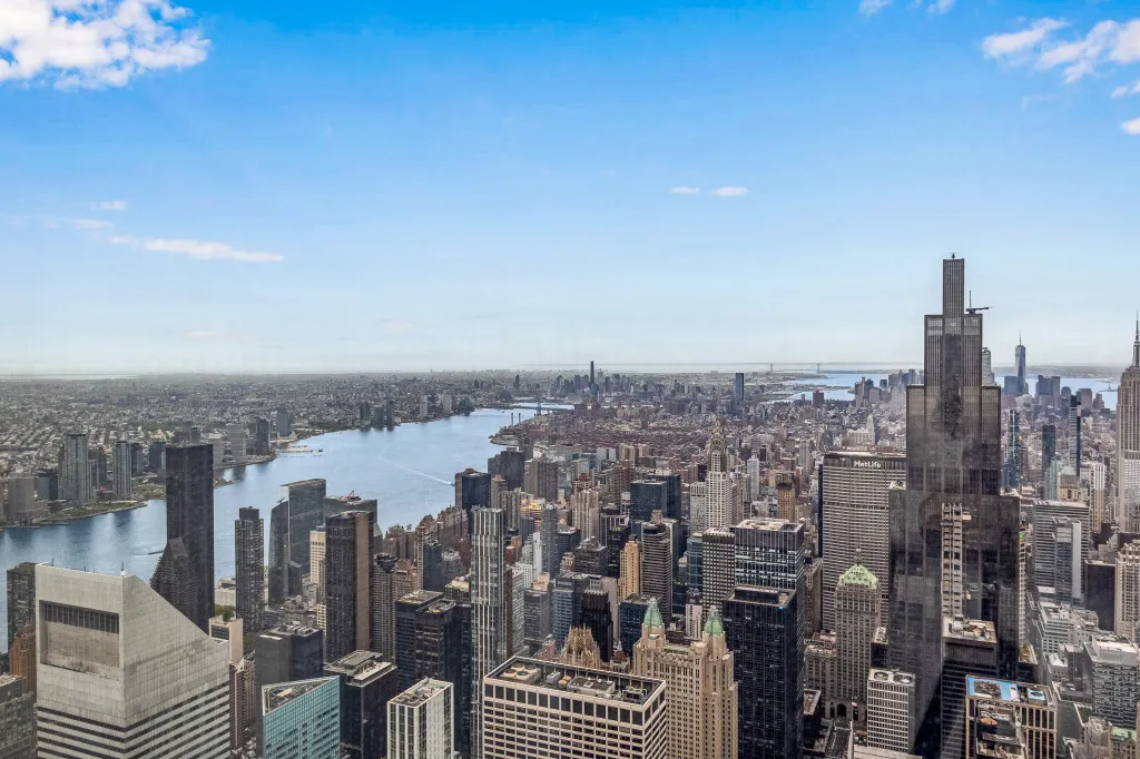 The tower itself is a harder sell. Completed in 2015 and designed by the late Rafael Viñoly for developers Harry Macklowe and CIM Group, the 1,396-foot building was once the world’s tallest residential tower.