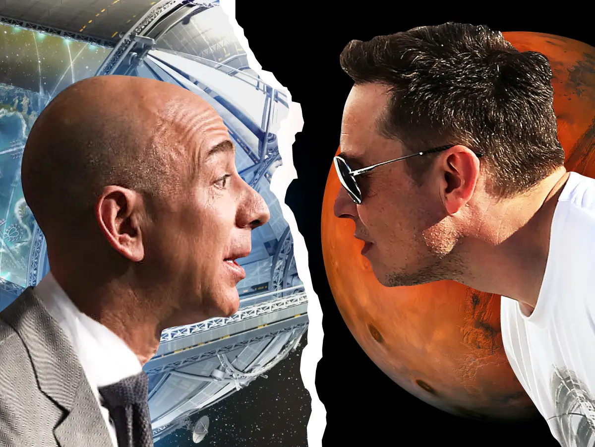 elon musk jeff bezos spacex blue origin mars space travel feud fighting 4x3