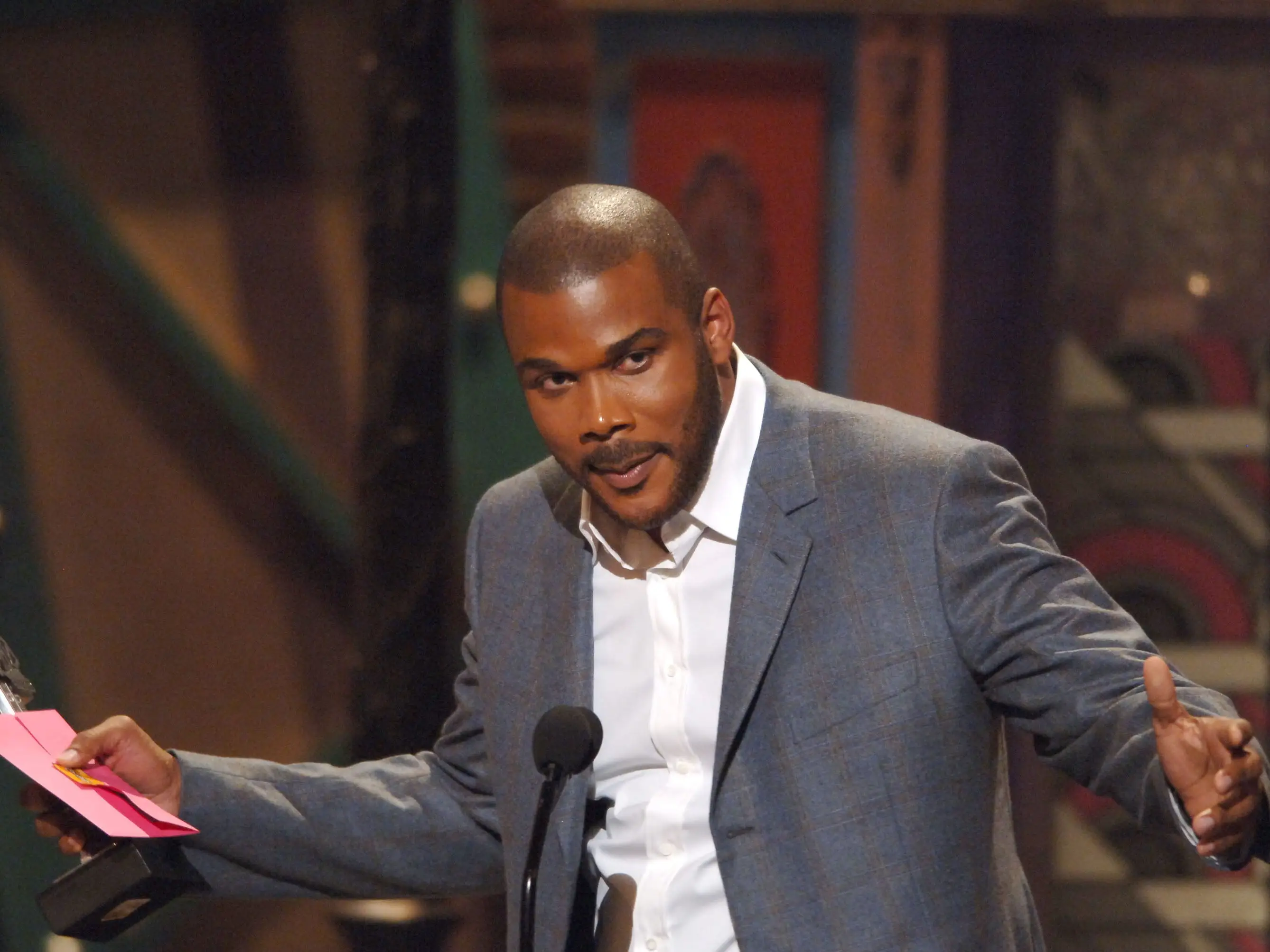 Tyler Perry accepts the award for Outstanding Theatrical Film for