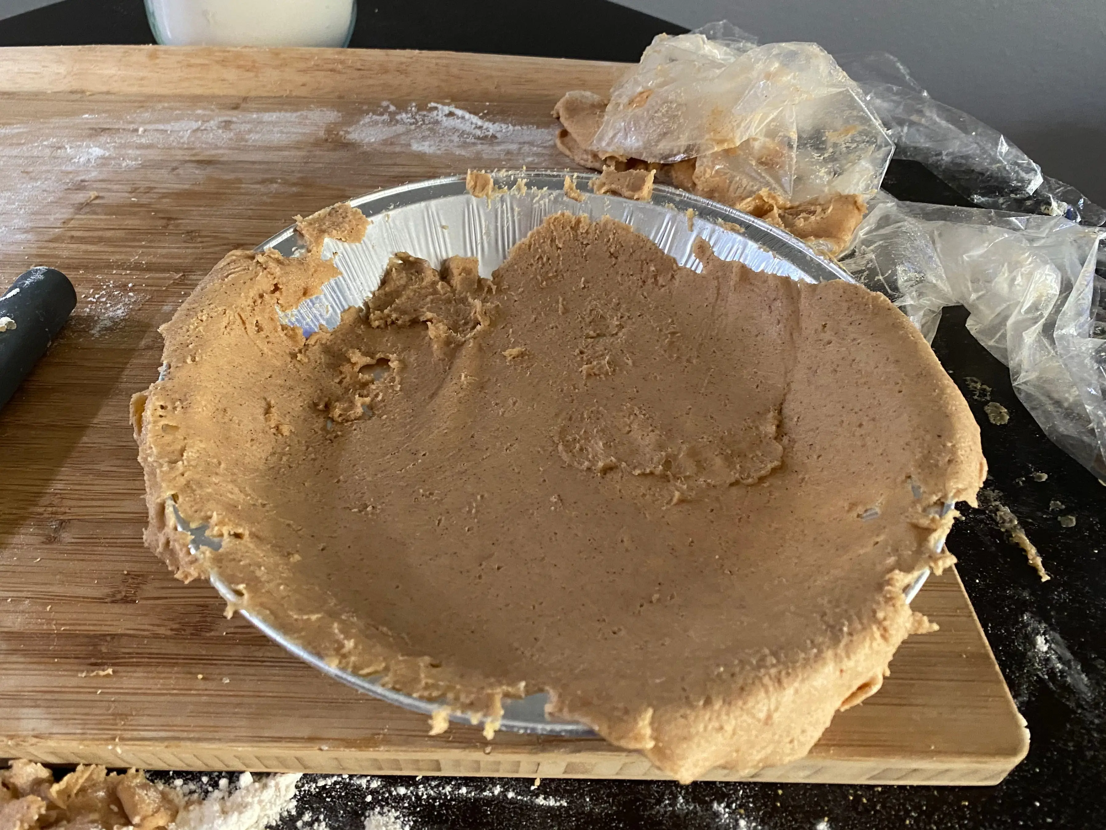 Dominique Ansel pie dough in messy form in pie tin