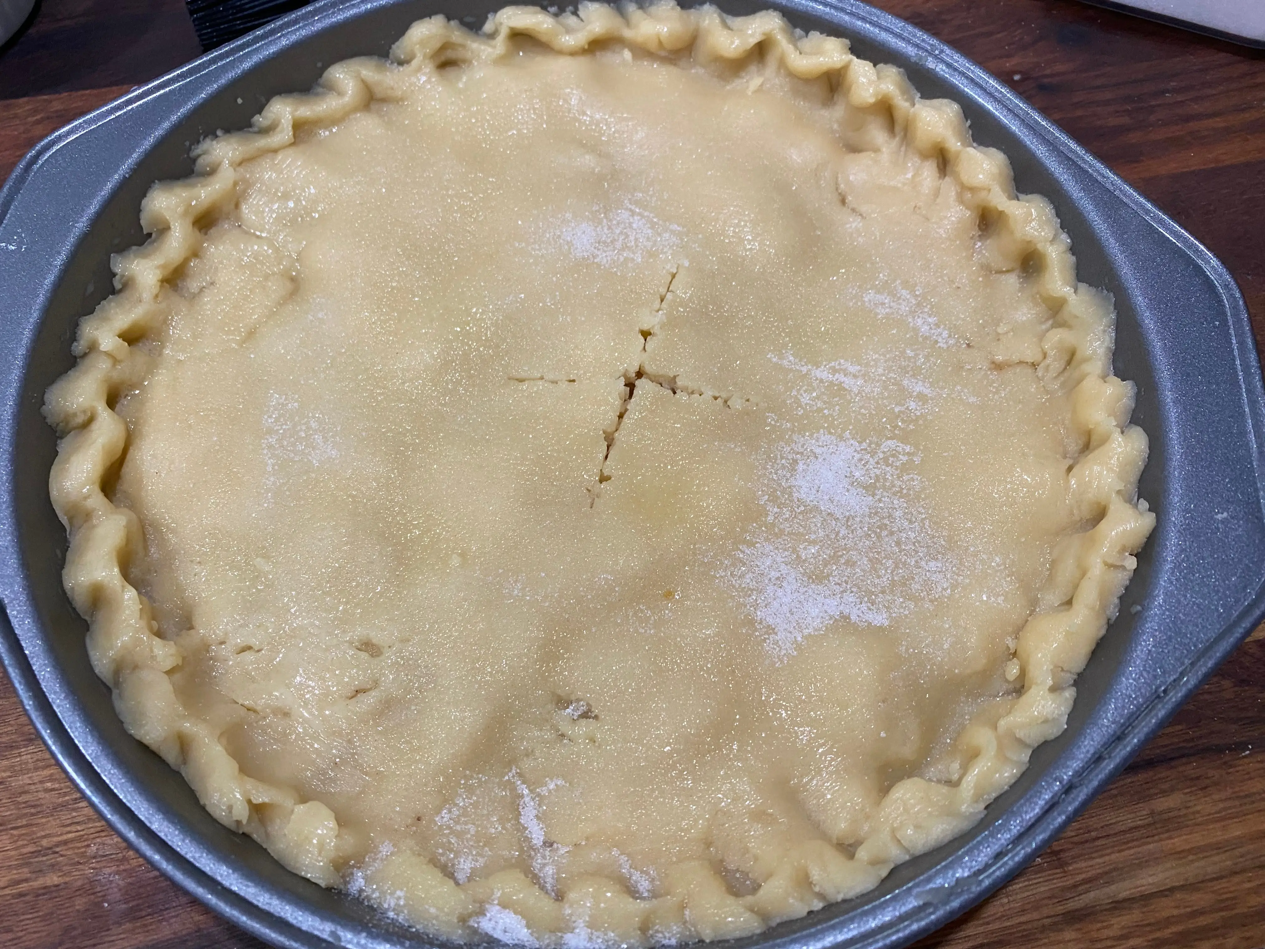 A prepped apple pie.