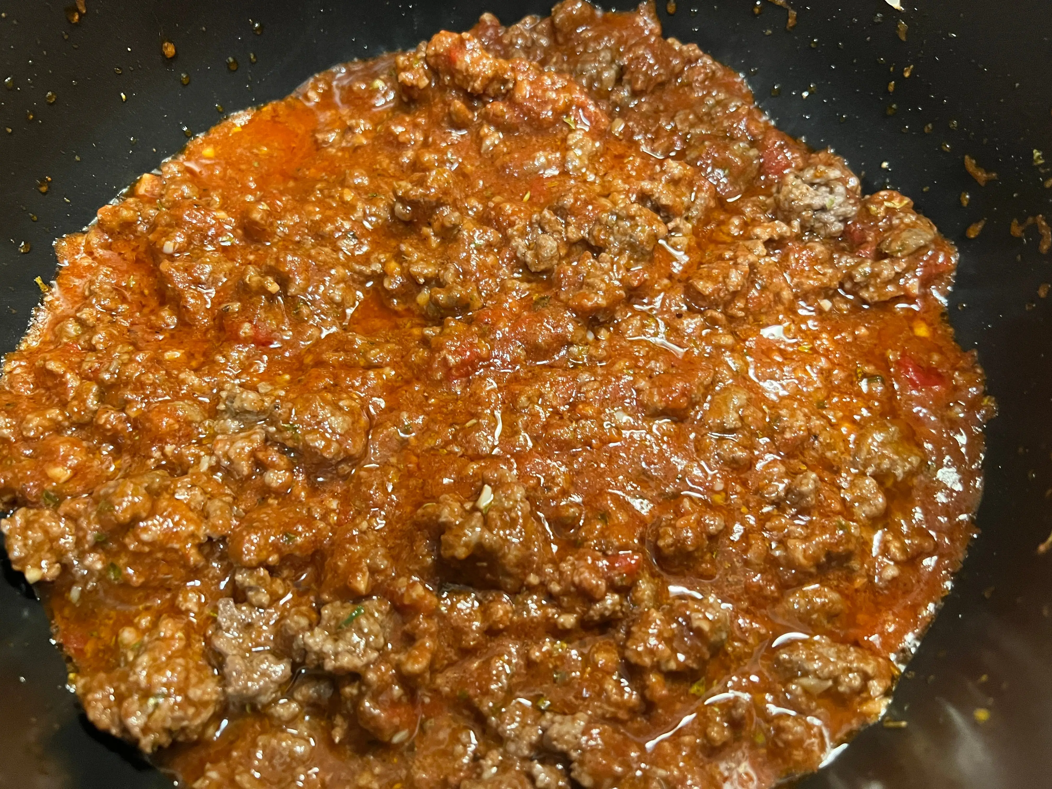Ground-beef chili cooking
