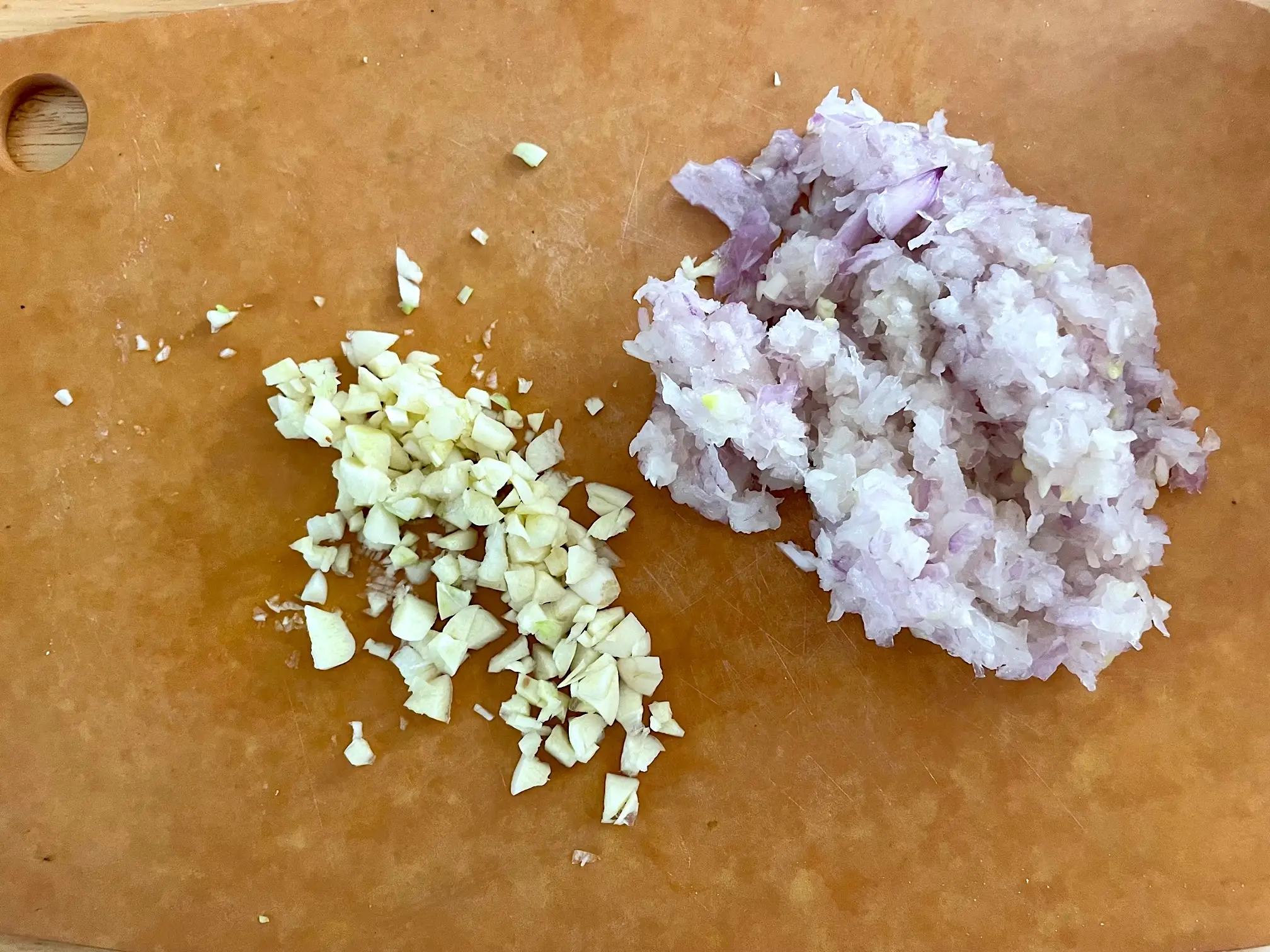 Grated garlic and shallots.